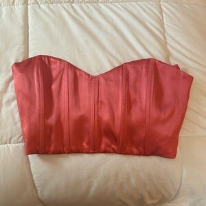 satin pink sweetheart neck zip up corset